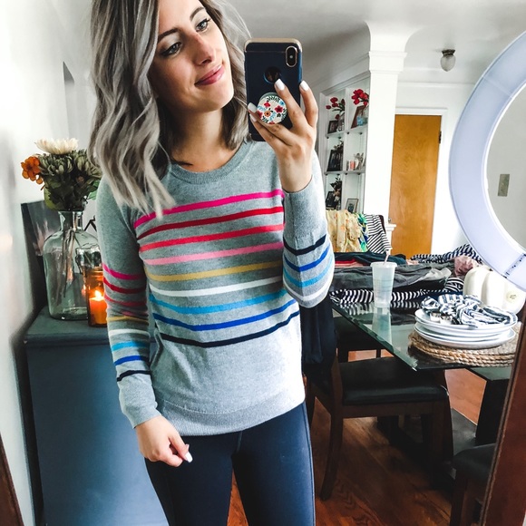 GAP Grey Multicolor Striped Sweater XS - Picture 7 of 8